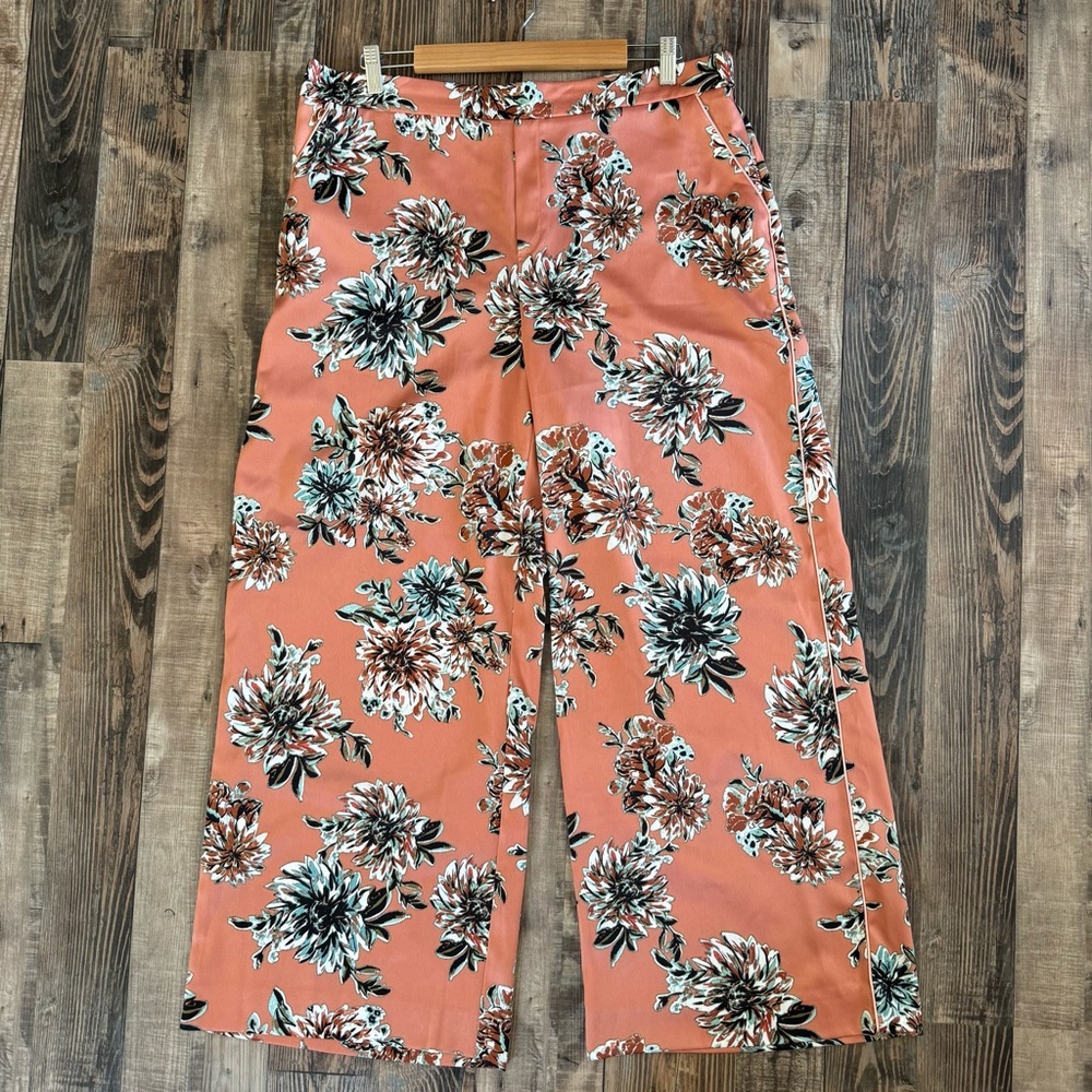 Kaari Blue Women’s Silky Wide Leg Floral Pants Size XL